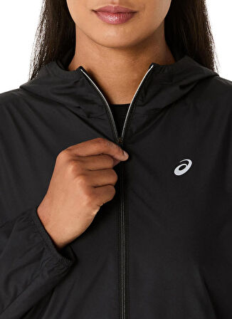 2012D180-001 ASICS CORE JACKET Siyah Kapüşon Yaka Normal Kalıp  Zip Ceket