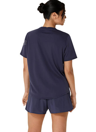 2012D177-500 ASICS ICON SS TOP Mor Yuvarlak Yaka Normal Kalıp Kadın T-Shirt