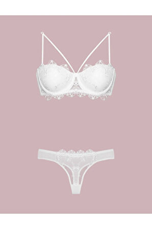 Kadın Destekli Straplez Sütyen Takım - Kırmızı 4591