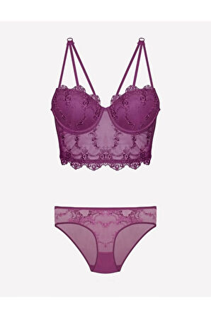 Kadın Kırmızı Destekli Sütyen Külot Takım 4491