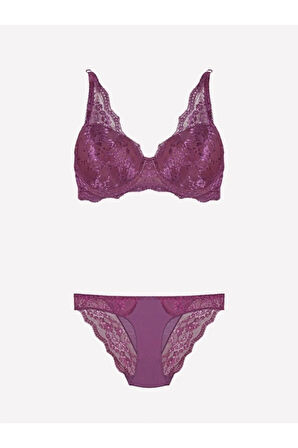 Kadın  Mor Desteksiz Sütyen Takım  4340