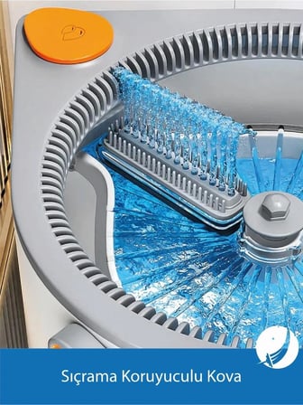 Cleova Yeni Tasarım Otomatik 360° Döner Mop ve Temizlik Seti, 3 Başlıklı Paspas Mop