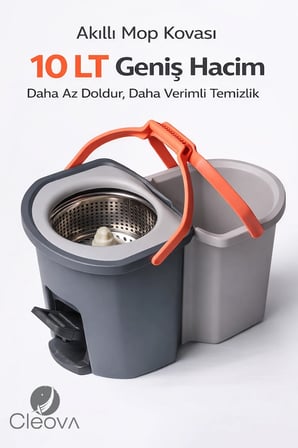 Cleova DuoClean Temiz ve Kirli Suyu Ayırabilen Çelik Temizlik Seti