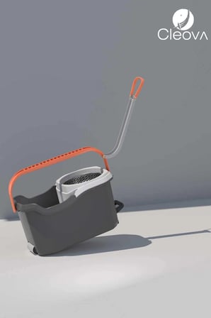 Cleova Cleanmate S2 Pedallı Mop Temizlik Seti Tekerlekli Kova Çıkarılabilir Çelik Sepet