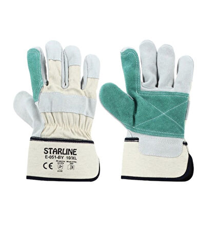 5 Çift  Takviyeli Deri Eldiven Starline E-051-By 10 XL Beden