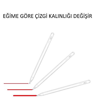 Apple iPad 10.2 2021 (9.Nesil) Uyumlu Eğime Göre Çizgi Kalınlığı Değişen Şarjlı Dokunmatik Ekran Kalemi Stylus Pen