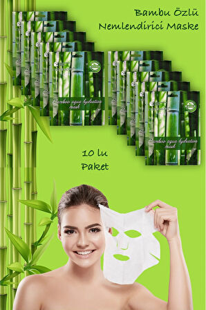 10 Adet Bambu Öz Yaprağı Yüz Maskesi Aqua Hydration Mask Bambusa Vulgaris XLM92