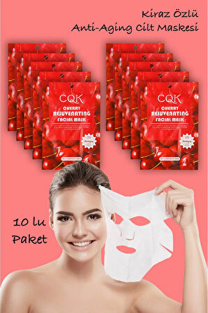 10 Adet Kiraz Çiçeği Kuru Ciltlere Uygun Yüz Kağıt Maske Cherry Face Mask 30ML XLM0199