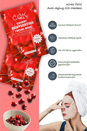 10 Adet Kiraz Çiçeği Kuru Ciltlere Uygun Yüz Kağıt Maske Cherry Face Mask 30ML XLM0199