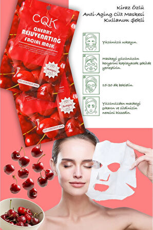 10 Adet Kiraz Çiçeği Kuru Ciltlere Uygun Yüz Kağıt Maske Cherry Face Mask 30ML XLM0199