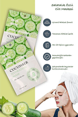 10 Adet Salatalık Özlü Nemlendirici Yüz Bakım Maskesi Cucumber Face Mask XLM359