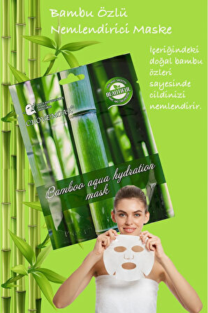 5 Adet Bambu Öz Yaprağı Yüz Maskesi Aqua Hydration Mask Bambusa Vulgaris XLM92