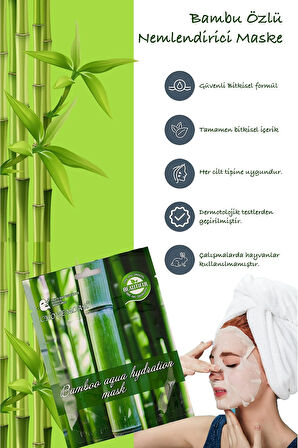 5 Adet Bambu Öz Yaprağı Yüz Maskesi Aqua Hydration Mask Bambusa Vulgaris XLM92