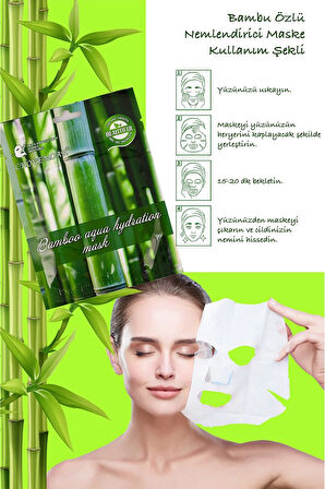 5 Adet Bambu Öz Yaprağı Yüz Maskesi Aqua Hydration Mask Bambusa Vulgaris XLM92