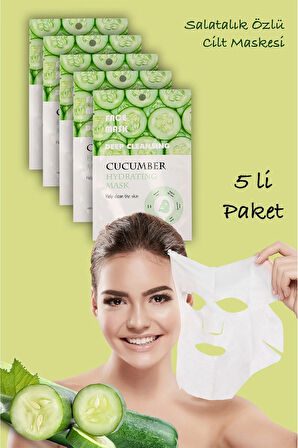 5 Adet Salatalık Özlü Nemlendirici Yüz Bakım Maskesi Cucumber Face Mask XLM359