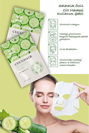5 Adet Salatalık Özlü Nemlendirici Yüz Bakım Maskesi Cucumber Face Mask XLM359