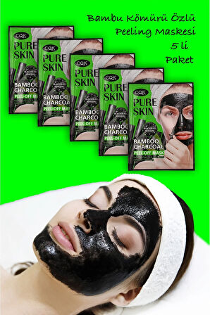 5 Adet Siyah Nokta Maskesi 20 Gram Bambu Kömür Kürü Sürülebilir Yüz Maskesi XLM1325