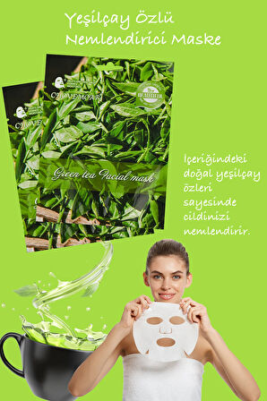 5 Adet Yeşil Çay Özlü Kağıt Yüz Maskesi Green Tea Face Mask 25ML XLM99