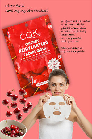 10 Adet Kiraz Çiçeği Kuru Ciltlere Uygun Yüz Kağıt Maske Cherry Face Mask 30ML XLM0199