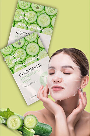 10 Adet Salatalık Özlü Nemlendirici Yüz Bakım Maskesi Cucumber Face Mask XLM359