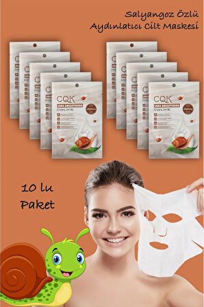 10 Adet Salyangoz Maskesi Aydınlatıcı Hidrasyon Centella Asiatica Snail Brightening XLM106