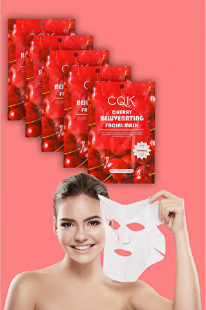 5 Adet Kiraz Çiçeği Kuru ve Pürüzlü Ciltlere Uygun Kağıt Maske Cherry Face Mask 30ML