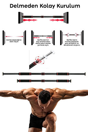 Barfiks Çubuğu 80 -100 Cm Çift Süngerli Ayarlanabilir Barfiks Çekme Demiri Barfiks Aleti