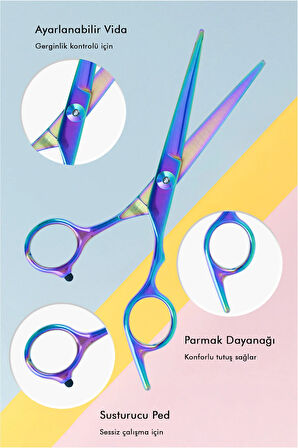 Profesyonel Ayarlanabilir Berber Kuaför Makası Düz Uçlu 6.5 İnç Saç Kesim Makası Hair Style XLQ501A