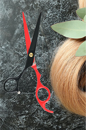 Profesyonel Berber Kuaför Makası Düz Uçlu 6.5 İnç Saç Kesim Makası Red Black Hair Style XLQ509A