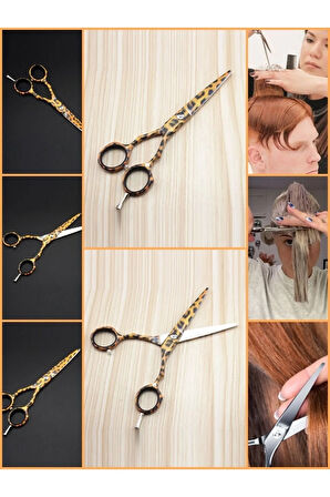 Leopar Profesyonel Berber Kuaför Makası Düz Uçlu 5.5 İnç Saç Kesim Makası Hair Style XLQ571B