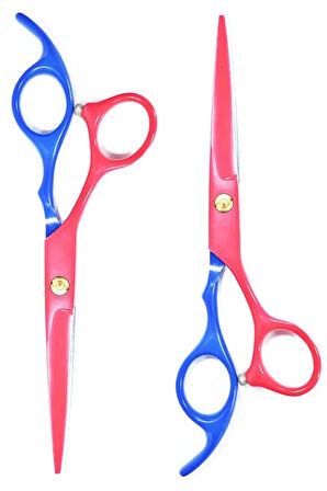 Kuyruklu Kırmızı Mavi İmaj Kuaför Makası Düz Uçlu Saç Kesim Makası 6 inç XLQ586B