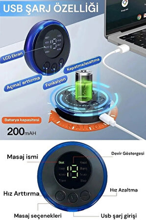 1 Cihaz 2 Yedek Ped Tens Ems Elektrikli Masaj Aleti Cihazı Kablosuz Şarjlı Kelebek101