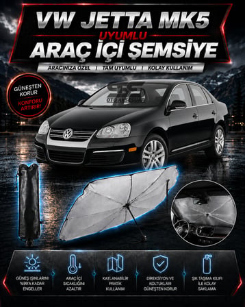 Volksvogen Jetta Mk5 Araç Ön Cam Güneşliği Katlanabilir Şemsiye Oto Güneşlik UV Korumalı Gölgelik Araba Oto Şemsiyesi
