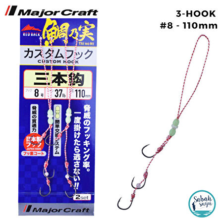 Major Craft Red Back Üçlü Tai Rubber Asist İğne #8 110mm (2 Adet)