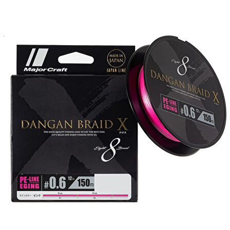 Major Craft Dangan Braid X 8X İp Misina PE 0.6 0.06mm 12lb/5.44kg 150mt Pembe