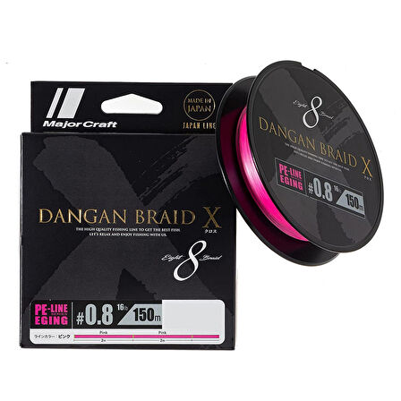 Major Craft Dangan Braid X 8X İp Misina PE 0.8 0.10mm 16lb/7.26kg 150mt Pembe