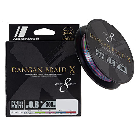 Major Craft Dangan Braid X 8X İp Misina PE 0.8 0.10mm 16lb/7.26kg 300mt Multi