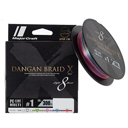 Major Craft Dangan Braid X 8X İp Misina PE 1.0 0.13mm 20lb/9.07kg 300mt Multi