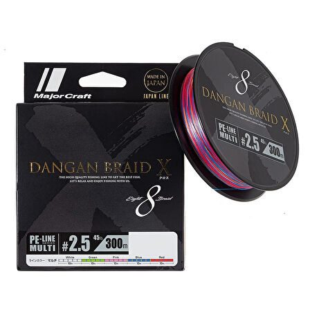 Major Craft Dangan Braid X 8X İp Misina PE 2.5 0.22mm 45lb/20.4kg 300mt Multi