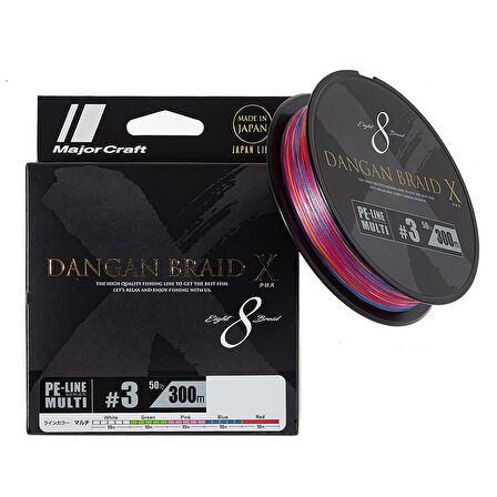 Major Craft Dangan Braid X 8X İp Misina PE 3.0 0.23mm 50lb/22.7kg 300mt Multi