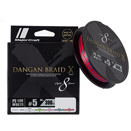 Major Craft Dangan Braid X 8X İp Misina PE 5.0 0.35mm 80lb/36.3kg 300mt Multi