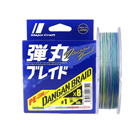 Major Craft Dangan Braid 8X İp Misina PE 1.0 0.13mm 20lb/8.4kg 300mt Multi