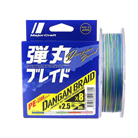 Major Craft Dangan Braid 8X İp Misina PE 2.5 0.22mm 40lb/19.5kg 300mt Multi