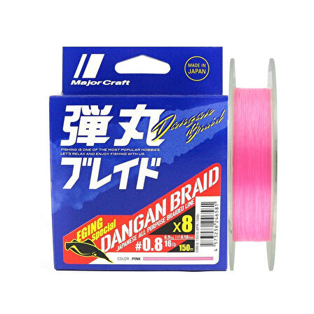 Major Craft Dangan Braid 8X İp Misina PE 0.8 0.10mm 16lb/6.9kg 150mt Pembe