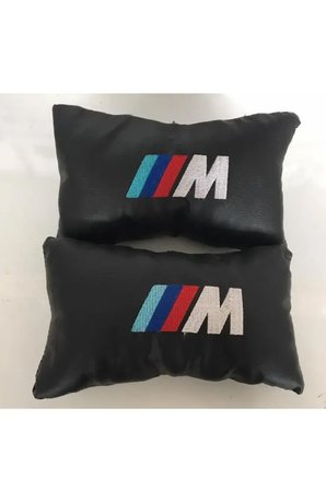 Bmw M Nakışlı Deri 1 Çift Boyun Yastık Ve 1 Çift Kemer Pedi