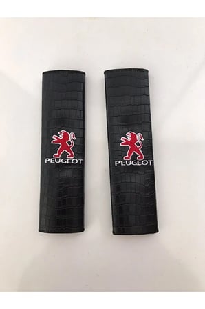 Peugeot Nakışlı Deri 1 Çift Boyun Yastık Ve 1 Çift Kemer Pedi