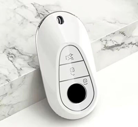 Mercedes Benz C S W206 W223 S350 C260 C300 S400 S450 S500 Beyaz/Gümüş Anahtar Kılıf 2.Resime Bakınız