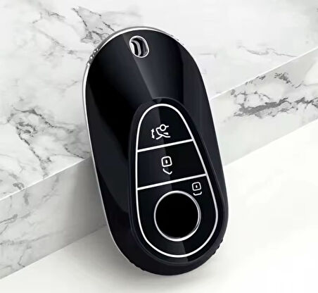 Mercedes Benz C S W206 W223 S350 C260 C300 S400 S450 S500 Siyah/Gümüş Anahtar Kılıf 2.Resime Bakınız