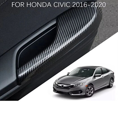 Honda Civic FK7 FC5 Type-R için 2016-2021 Karbon Fiber Kapı Kol Dayama Koruyucu Kapak Trim