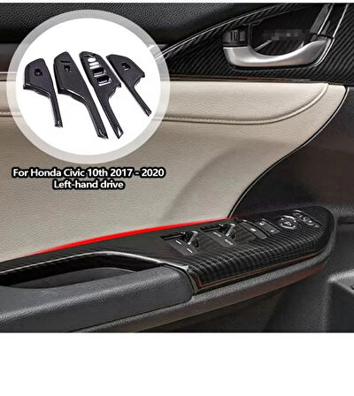 Honda Civic Fk7 Fc5 2017-2020 Iç Kapı Kol Dayama Karbon Fiber 2 Adet Ön Taraf 2 Adet Arka